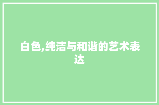 白色,纯洁与和谐的艺术表达
