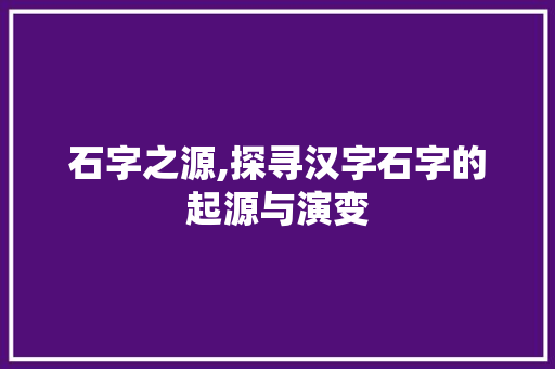 石字之源,探寻汉字石字的起源与演变