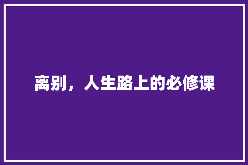 离别，人生路上的必修课