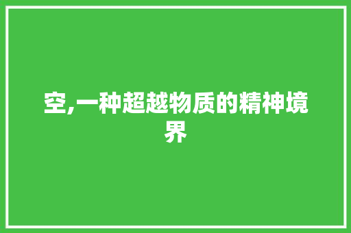 空,一种超越物质的精神境界