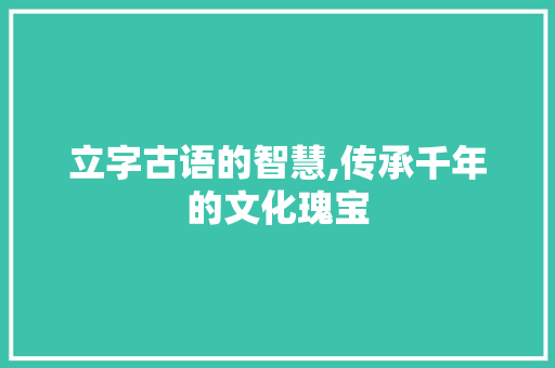 立字古语的智慧,传承千年的文化瑰宝