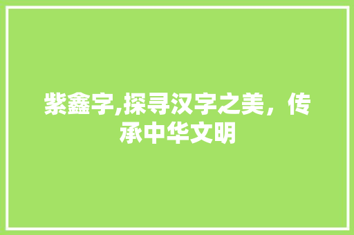 紫鑫字,探寻汉字之美，传承中华文明