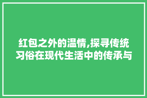 红包之外的温情,探寻传统习俗在现代生活中的传承与创新