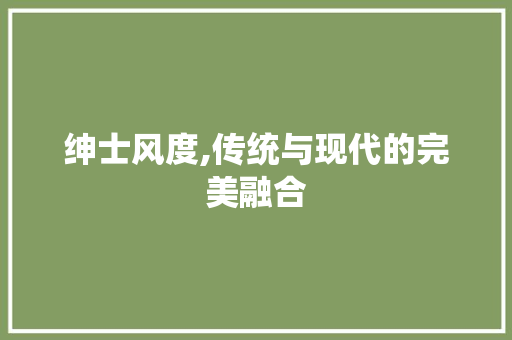 绅士风度,传统与现代的完美融合