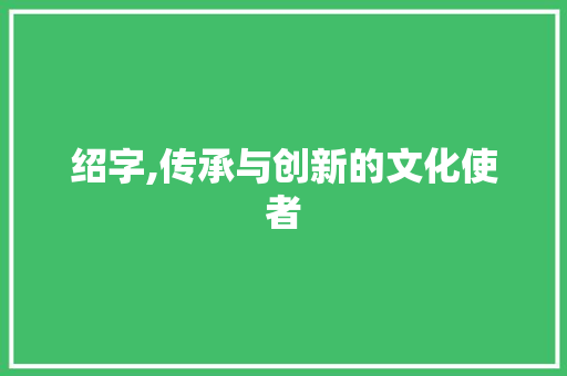 绍字,传承与创新的文化使者