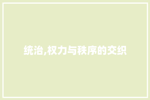 统治,权力与秩序的交织