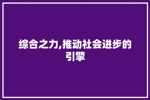综合之力,推动社会进步的引擎