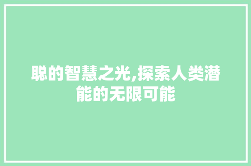 聪的智慧之光,探索人类潜能的无限可能