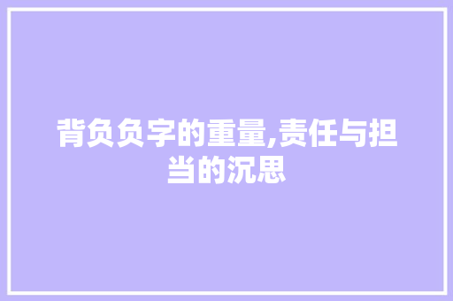 背负负字的重量,责任与担当的沉思