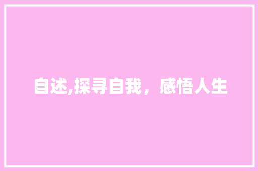 自述,探寻自我，感悟人生