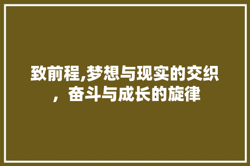 致前程,梦想与现实的交织，奋斗与成长的旋律