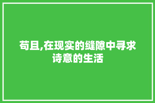 苟且,在现实的缝隙中寻求诗意的生活