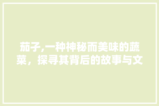 茄孑,一种神秘而美味的蔬菜，探寻其背后的故事与文化