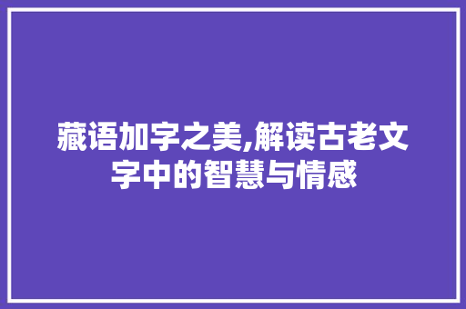 藏语加字之美,解读古老文字中的智慧与情感