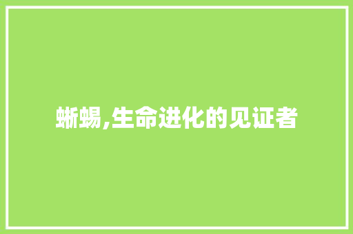 蜥蜴,生命进化的见证者