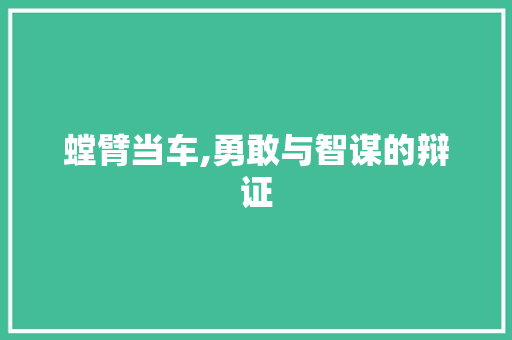 螳臂当车,勇敢与智谋的辩证