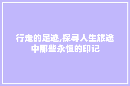 行走的足迹,探寻人生旅途中那些永恒的印记