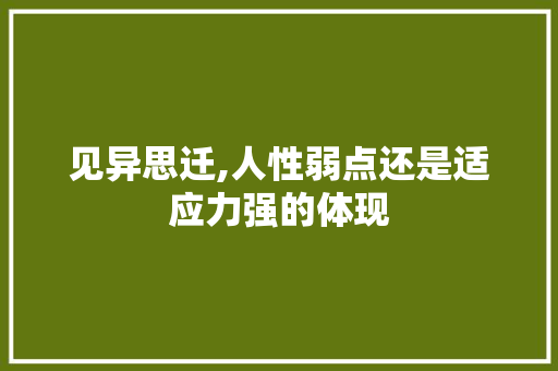 见异思迁,人性弱点还是适应力强的体现