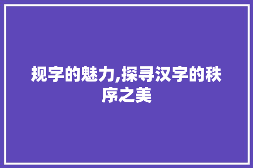 规字的魅力,探寻汉字的秩序之美