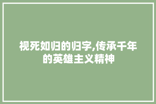 视死如归的归字,传承千年的英雄主义精神