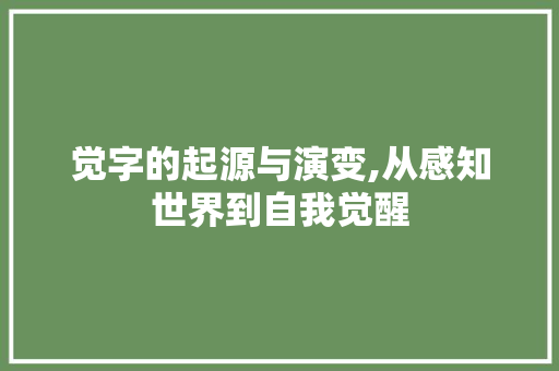 觉字的起源与演变,从感知世界到自我觉醒