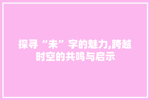 探寻“未”字的魅力,跨越时空的共鸣与启示