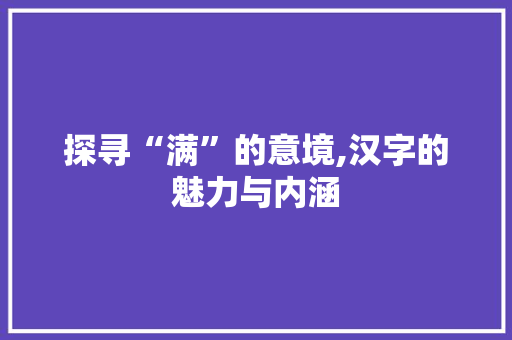 探寻“满”的意境,汉字的魅力与内涵