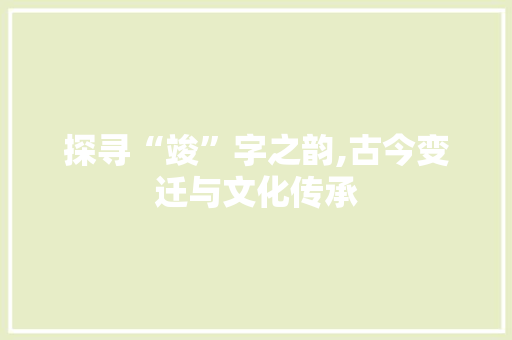 探寻“竣”字之韵,古今变迁与文化传承 项目管理范文
