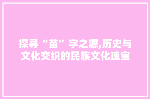 探寻“苗”字之源,历史与文化交织的民族文化瑰宝