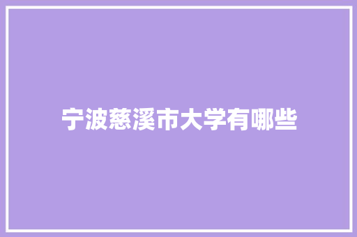 宁波慈溪市大学有哪些