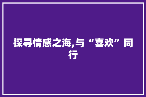 探寻情感之海,与“喜欢”同行
