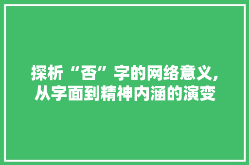 探析“否”字的网络意义,从字面到精神内涵的演变