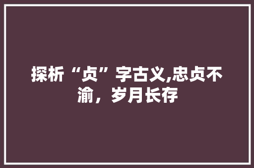 探析“贞”字古义,忠贞不渝，岁月长存