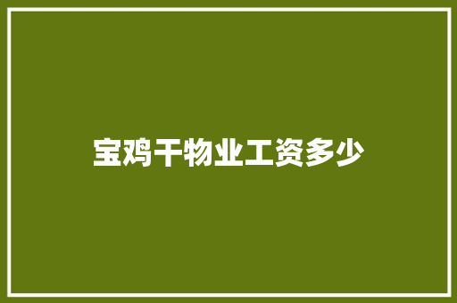 宝鸡干物业工资多少