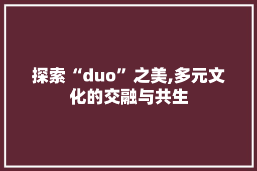 探索“duo”之美,多元文化的交融与共生