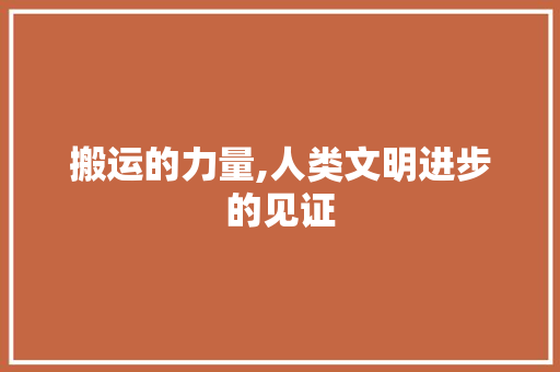 搬运的力量,人类文明进步的见证