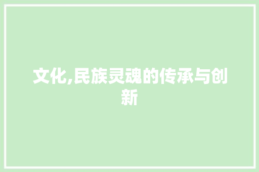 文化,民族灵魂的传承与创新