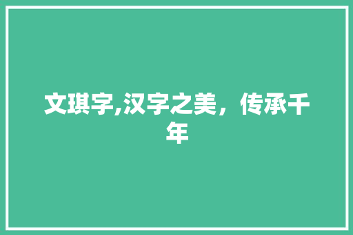 文琪字,汉字之美，传承千年