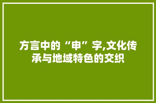 方言中的“申”字,文化传承与地域特色的交织