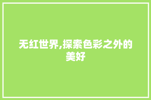 无红世界,探索色彩之外的美好