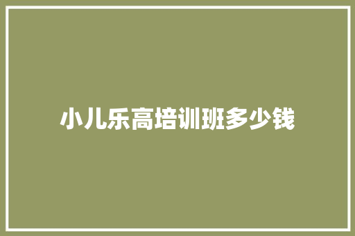 小儿乐高培训班多少钱