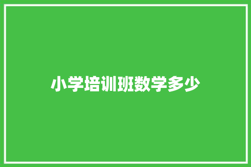 小学培训班数学多少