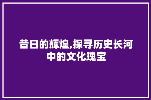 昔日的辉煌,探寻历史长河中的文化瑰宝