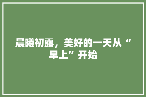 晨曦初露，美好的一天从“早上”开始