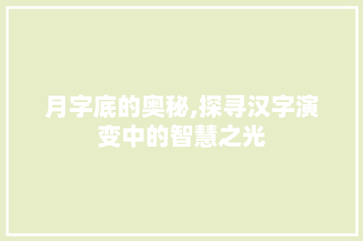 月字底的奥秘,探寻汉字演变中的智慧之光