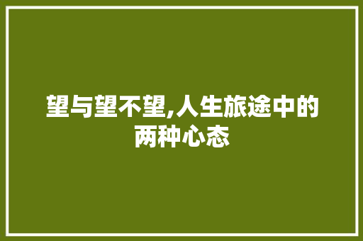 望与望不望,人生旅途中的两种心态