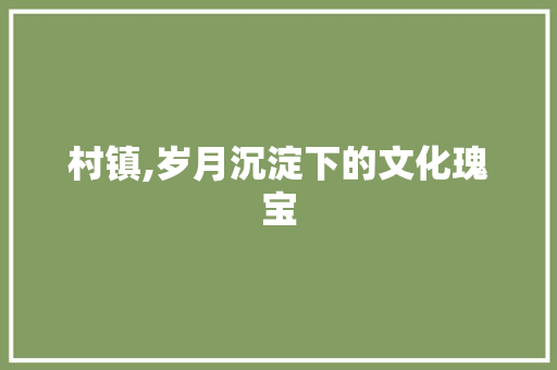 村镇,岁月沉淀下的文化瑰宝