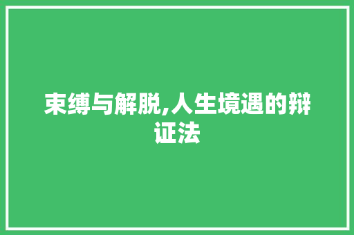 束缚与解脱,人生境遇的辩证法
