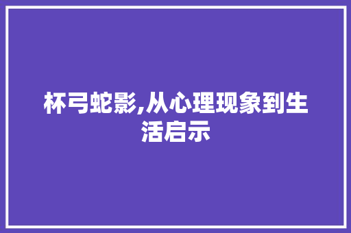 杯弓蛇影,从心理现象到生活启示