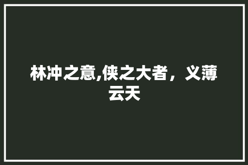 林冲之意,侠之大者，义薄云天